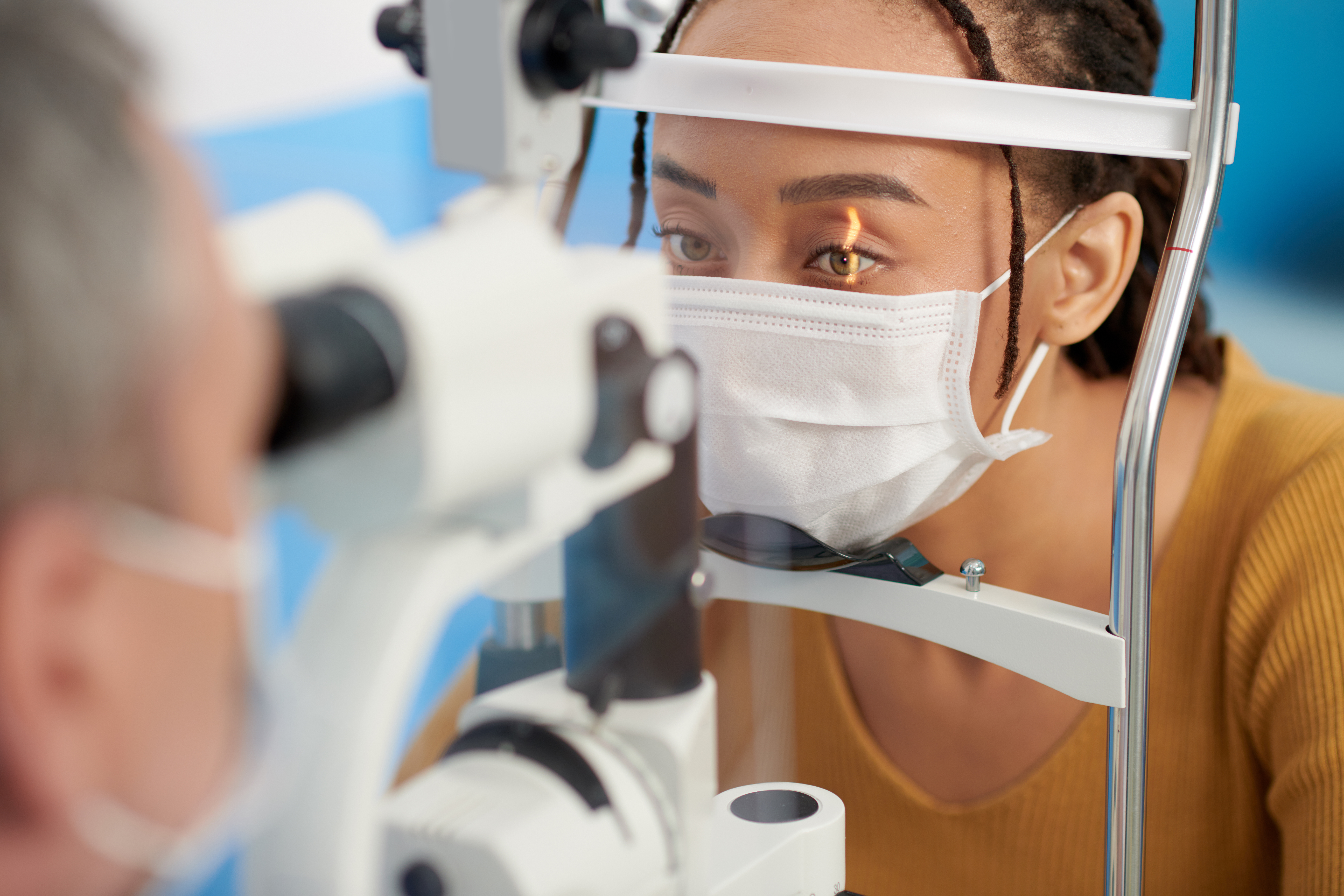 Woman Sight Test wearing mask