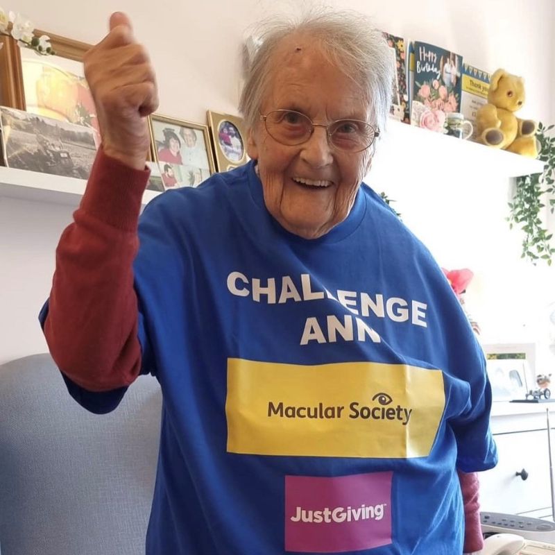 Ann in Challenge t-shirt looking victorious