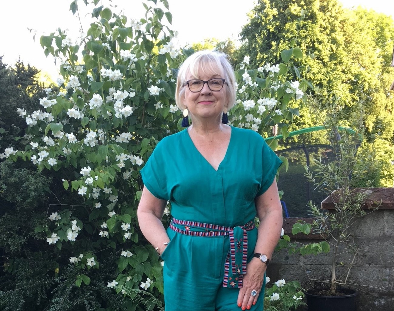 Geraldine Kelley in garden