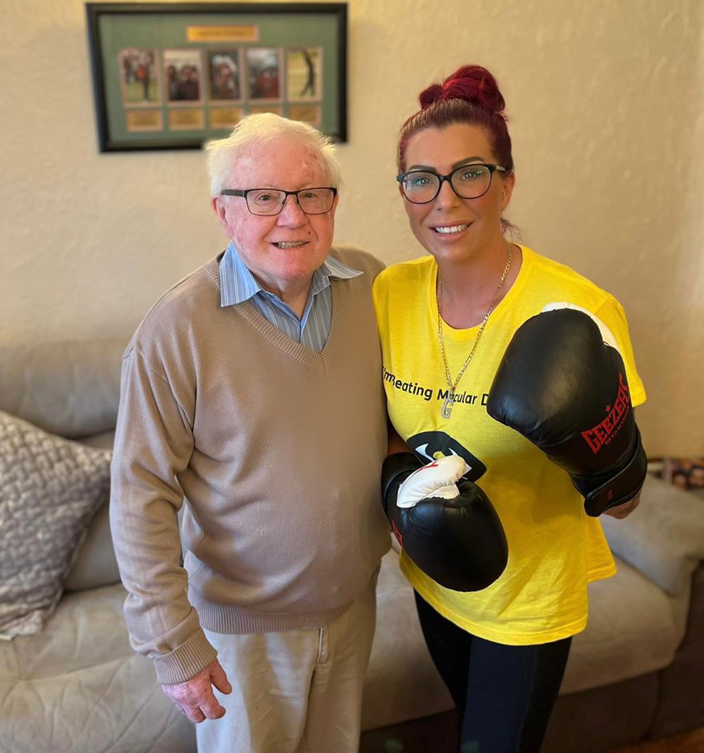 Michael Everest (dad, has wet AMD) and Gemma Everest (daughter)
