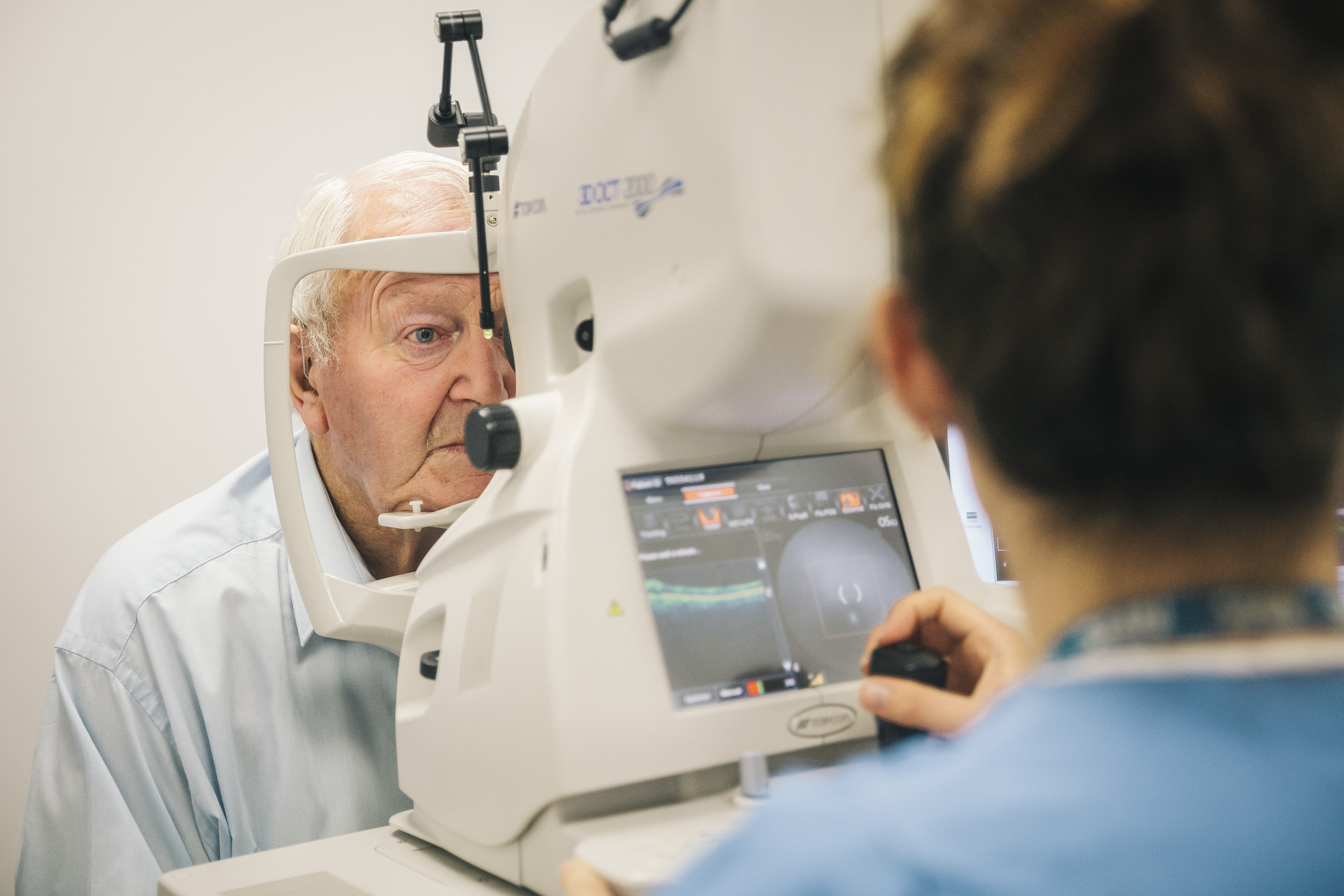 senior patient having an eye test