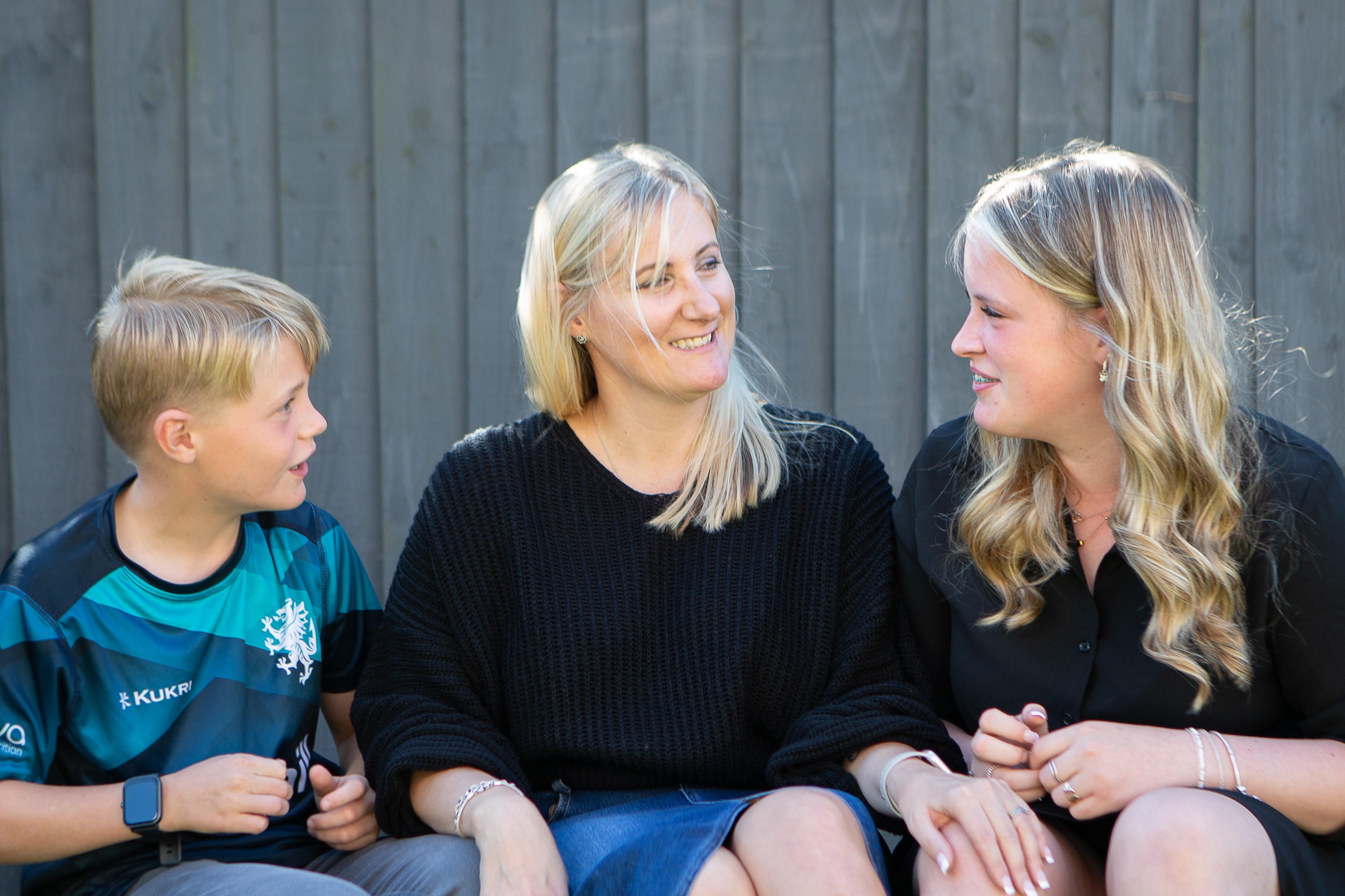 Sian smiling at her children