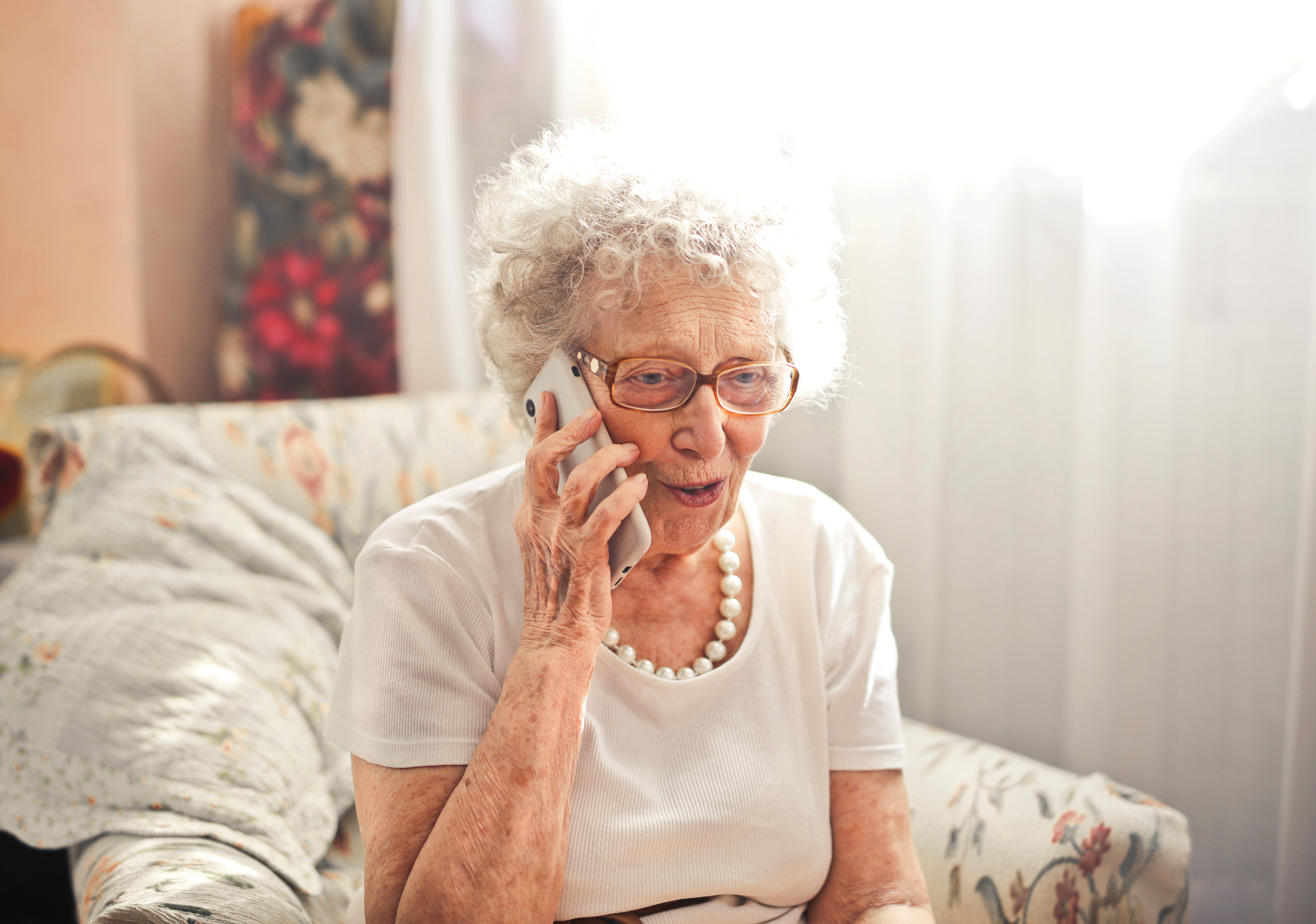 Elderly lady on phone