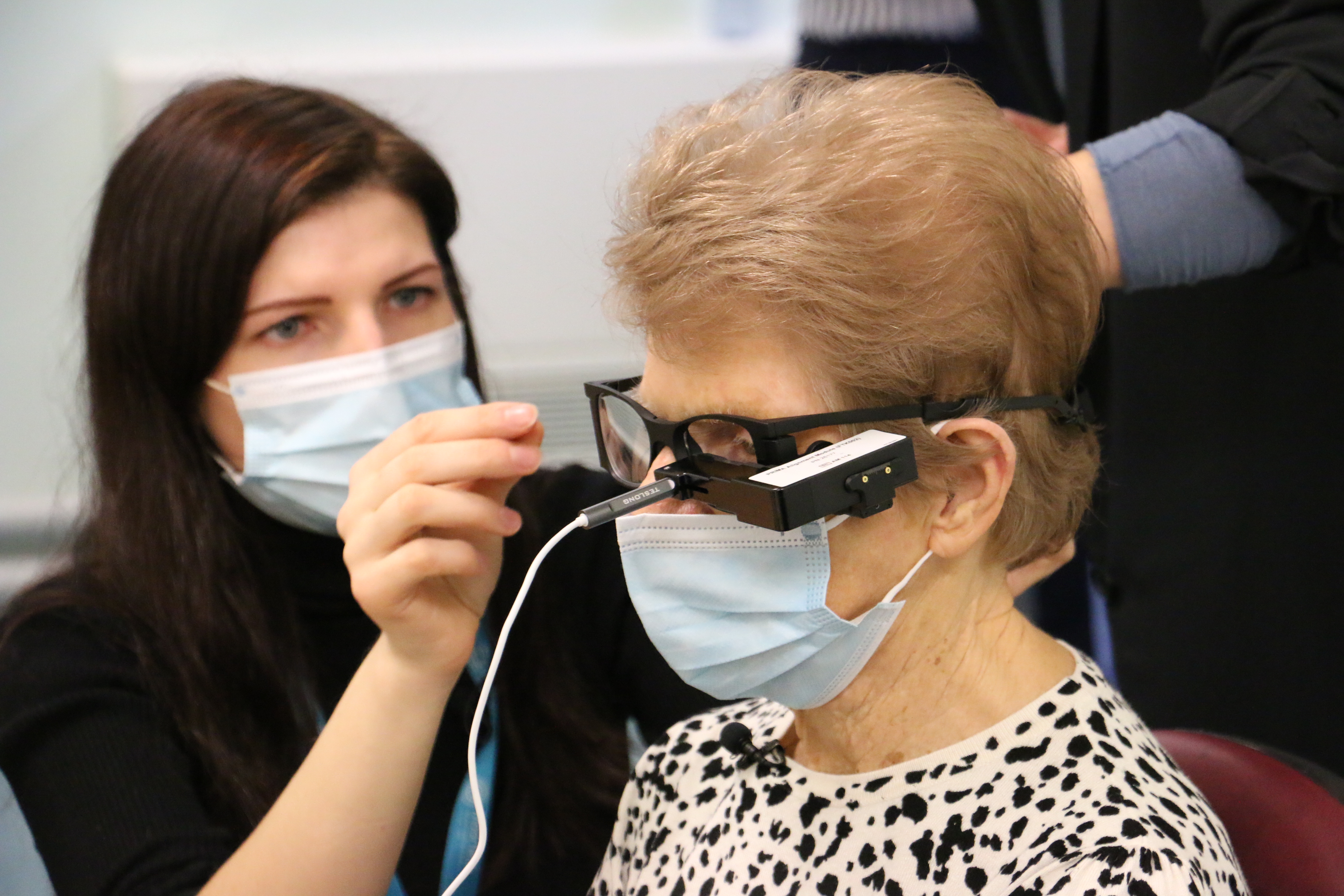 Woman using Bionic eye in research 