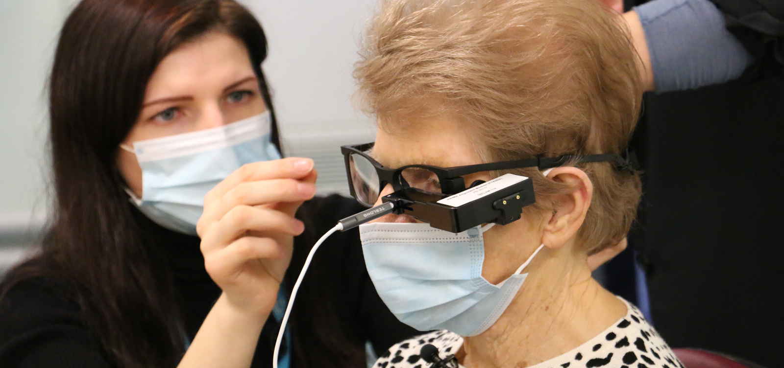 Woman using Bionic eye in research 