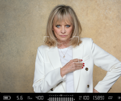 Twiggy in white suit 