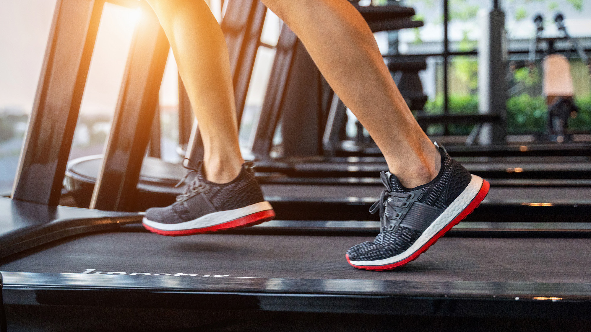 closeup of legs on treadmill