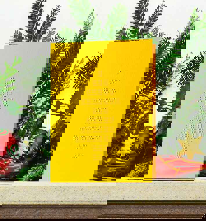 Braille card on decorated mantle