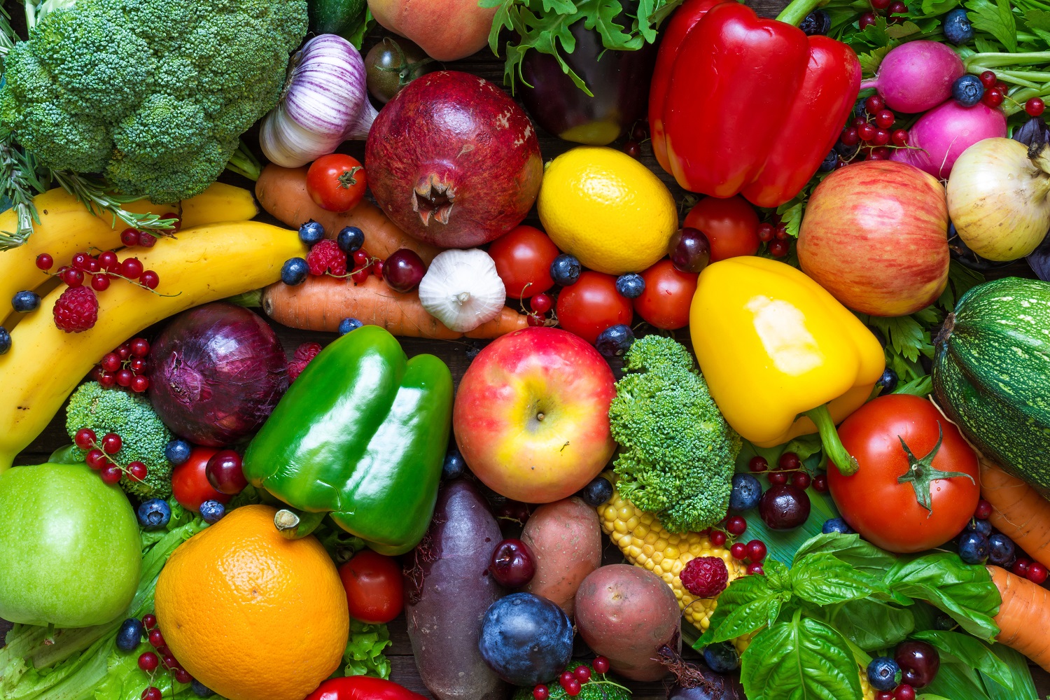 Colourful fruit and vegetables