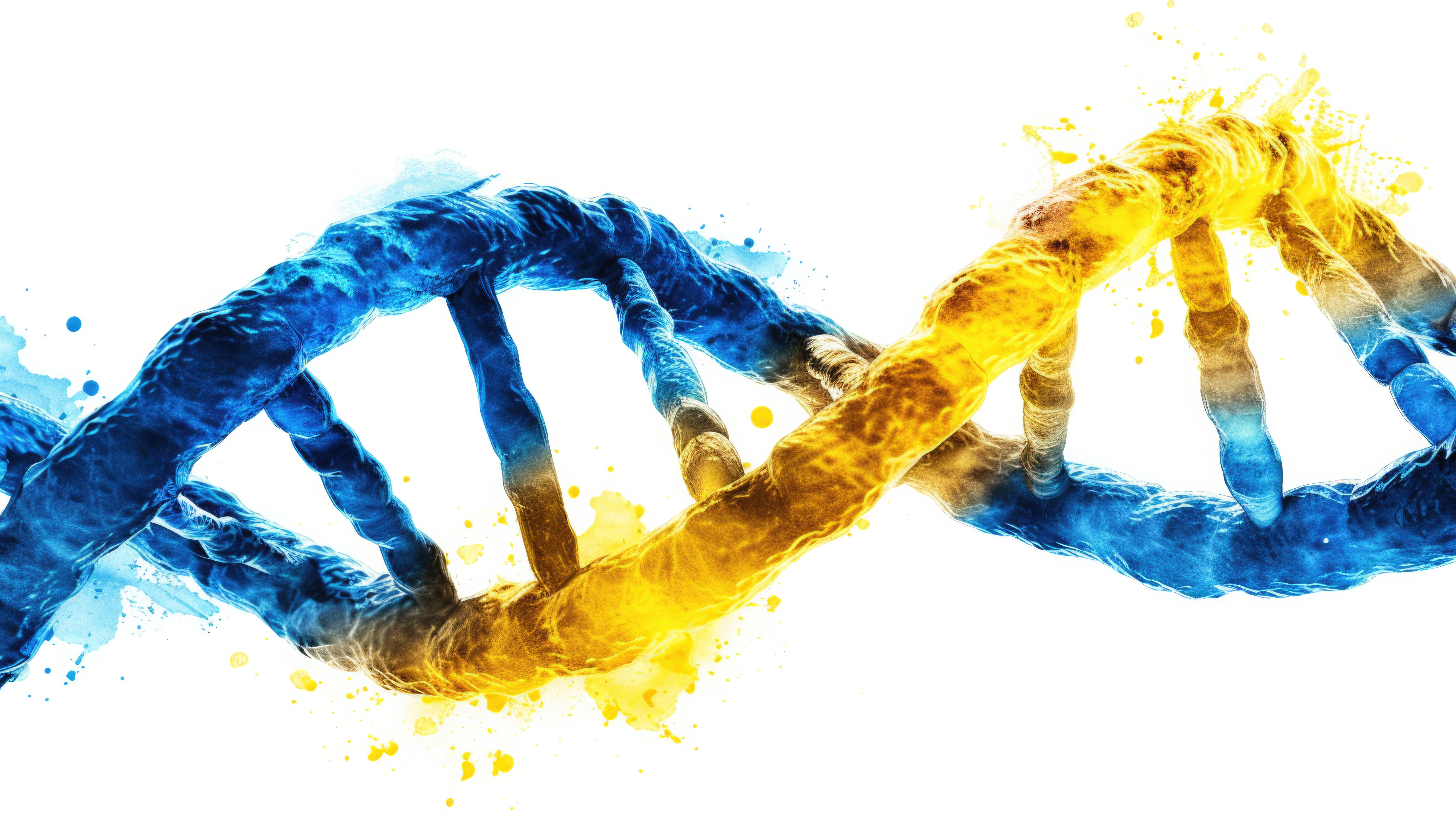 Blue and yellow DNA strand